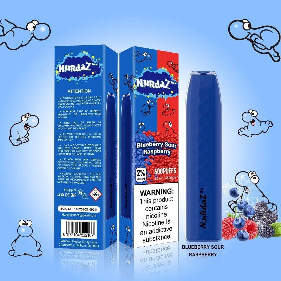 Nurdaz Bar 600 Disposable Vape Device – Box of 10