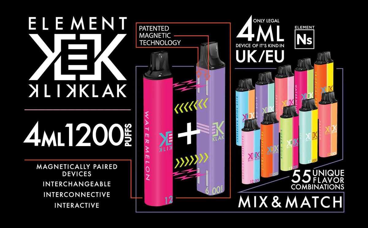 Element Klik Klak Magnetic Disposable Vape Pod Box of 10 - Vape Club Wholesale