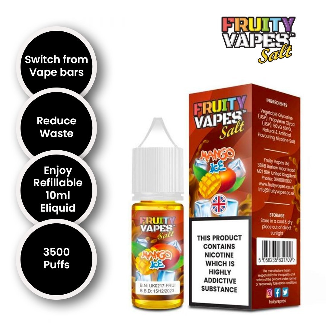 Fruity Vapes Salt 10ml Nic Salts Box of 10-Mango Ice-vapeukwholesale