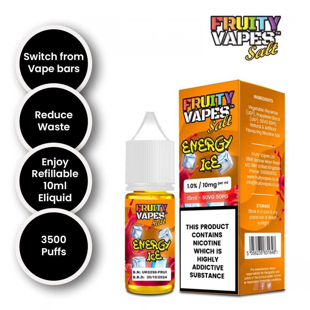 Fruity Vapes Salt 10ml Nic Salts Box of 10-Energy Ice-vapeukwholesale