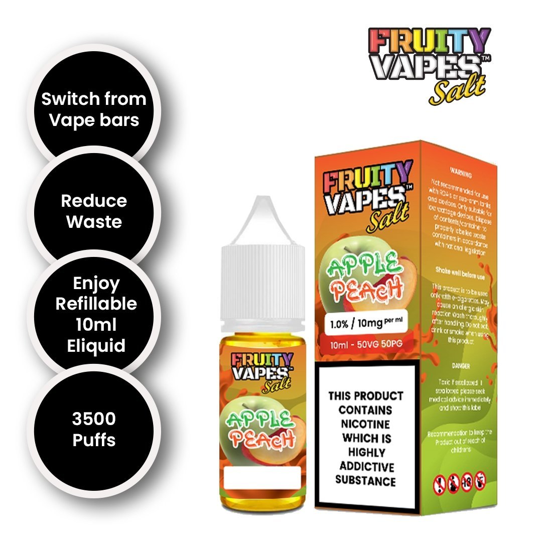 Fruity Vapes Salt 10ml Nic Salts Box of 10-Apple Peach-vapeukwholesale