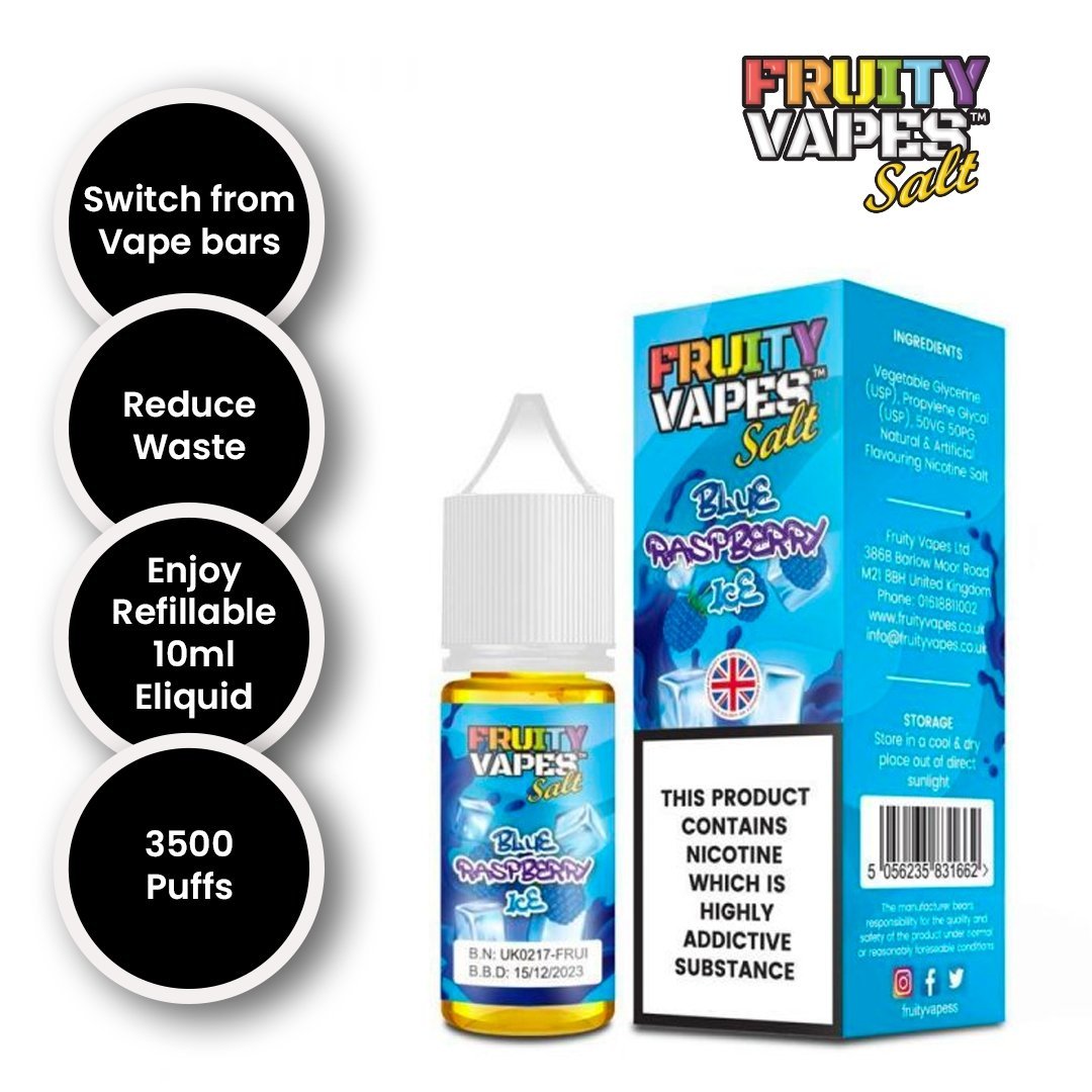 Fruity Vapes Salt 10ml Nic Salts Box of 10-Blue Raspberry-vapeukwholesale