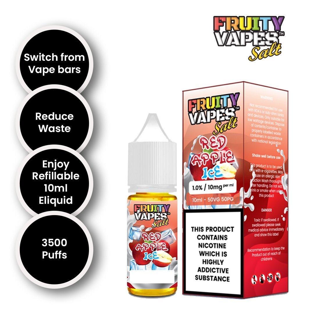 Fruity Vapes Salt 10ml Nic Salts Box of 10-Red Apple Ice-vapeukwholesale